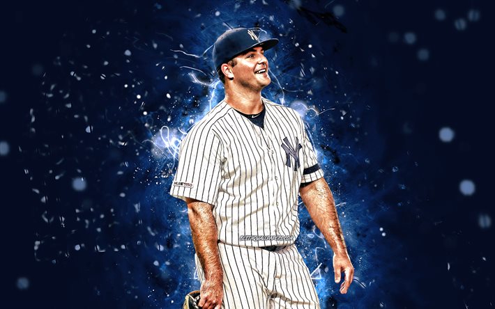 Mike Ford, 4k, MLB, los Yankees de Nueva York, base, b&#233;isbol de la Liga Mayor de B&#233;isbol, Michael Ford, luces de ne&#243;n, Mike Ford Yankees de Nueva York, Mike Ford 4K, de los Yankees de NY