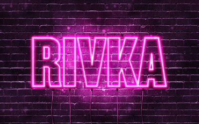 Rivka, 4k, fondos de pantalla con los nombres, los nombres femeninos, Rivka nombre, p&#250;rpura luces de ne&#243;n, Feliz Cumplea&#241;os Rivka, la imagen con Rivka nombre