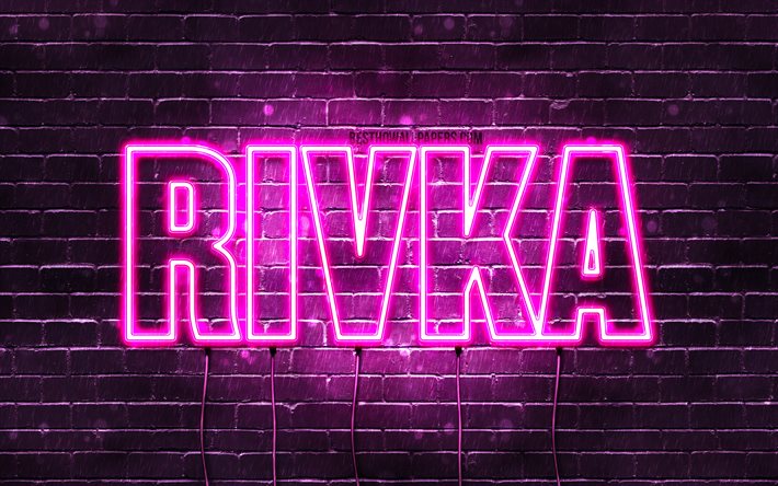 Rivka, 4k, sfondi per il desktop con i nomi, nomi di donna, Rivka nome, viola neon, buon Compleanno Rivka, foto con Rivka nome