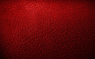 赤い革の背景, 4k, 革パターン, 皮革, 赤い革の質感, 赤の背景, 革の背景, マクロ, 革