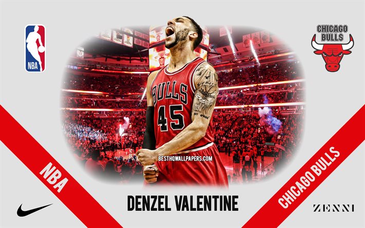 Denzel Dos Namorados, Chicago Bulls, - Jogador De Basquete Americano, NBA, retrato, EUA, basquete, United Center, Chicago Bulls logotipo