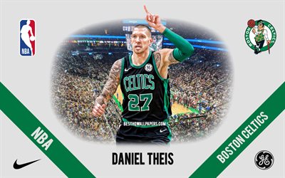 Daniel Theis, Boston Celtics, German Basketball Player, NBA, portrait, USA, basketball, TD Garden, Boston Celtics logo