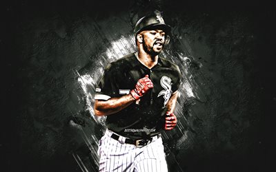 Eloy Jimenez, Chicago White Sox MLB, un giocatore di baseball Dominicano, ritratto, nero, pietra, sfondo, baseball, Major League di Baseball, Eloy Arturo Jimenez Solano