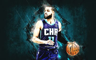 Cody Martin, NBA, Charlotte Hornets, blue stone background, American Basketball Player, portrait, USA, basketball, Charlotte Hornets players