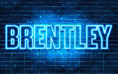 Brentley, 4k, wallpapers with names, horizontal text, Brentley name, Happy Birthday Brentley, blue neon lights, picture with Brentley name