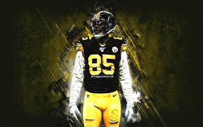 Eric Ebron, Pittsburgh Steelers, NFL, portrait, american football, yellow stone background, National Football League, USA