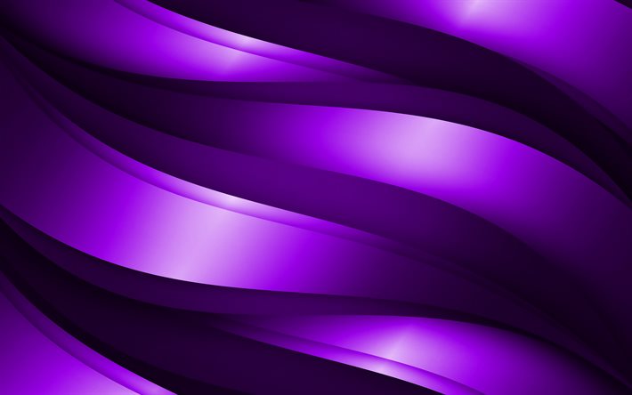 violeta 3D ondas, abstracto patrones de ondas, las ondas de antecedentes, 3D ondas, violeta ondulado de fondo, 3D ondas de texturas, texturas onduladas, de fondo, con olas de