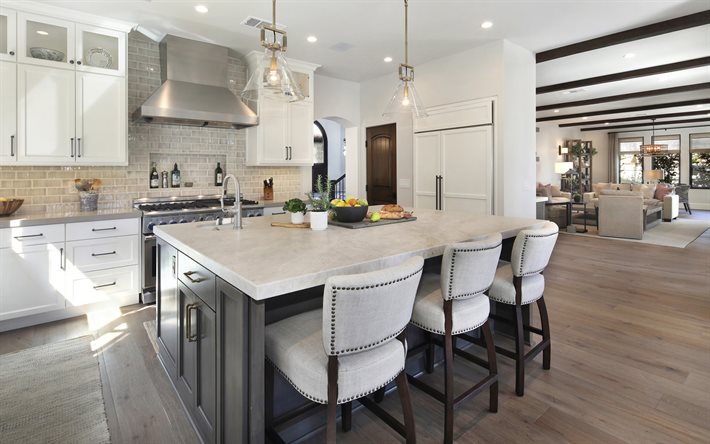 modern kitchen design, stylish interior, kitchen, classic style kitchen, white kitchen furniture