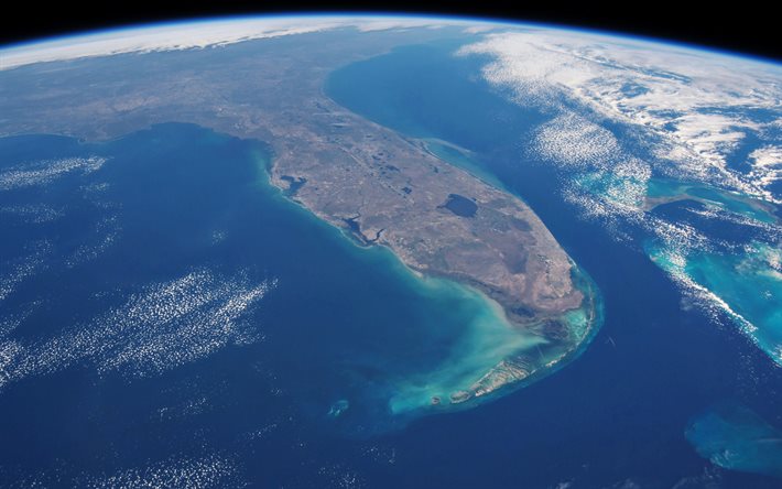 Florida from space, american state, Florida, USA, view from space, Florida peninsula from space