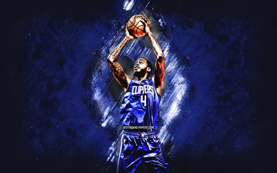 JaMychal Vihre&#228;, NBA, Los Angeles Clippers, sininen kivi tausta, Amerikkalainen Koripalloilija, muotokuva, USA, koripallo, Los Angeles Clippers pelaajat
