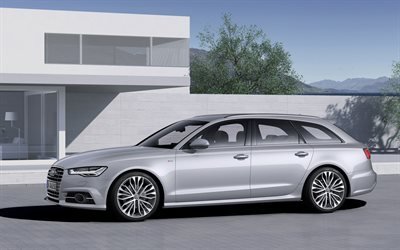 Audi A6 Avant 2019, 4k, &#224; l&#39;ext&#233;rieur, vue de c&#244;t&#233;, la nouvelle blanche A6, voitures allemandes, Audi