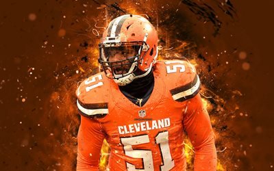 4k, Jamie Collins, abstract art, linebacker, NFL, Cleveland Browns, Collins, american football, neon lights