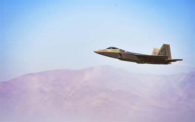 Lockheed Martin F-22 Raptor, la Fuerza A&#233;rea de EEUU, American aviones de combate, combate, desierto, EEUU