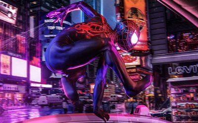 Spiderman, 4k, 2018 pel&#237;cula de superh&#233;roes, Spider-Man En el Spider-Verso, cartel, Spider-Man