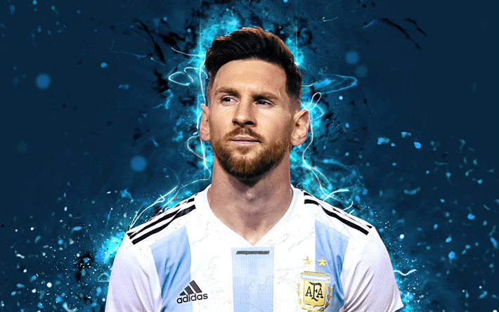 Download wallpapers Lionel Messi, 4k, abstract art, football stars