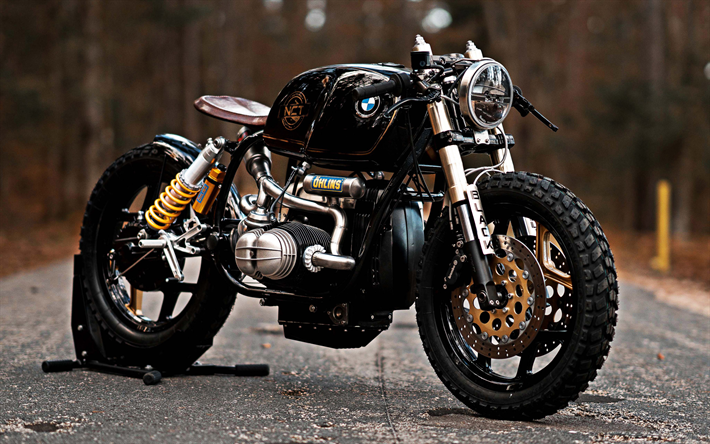 BMW R100RT, corcho, motos tuning, negro de la motocicleta, personalizada R100, BMW