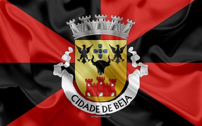 flagge von beja district, 4k, seide flagge, seide textur, beja district, portugal, beja flagge, die region portugal