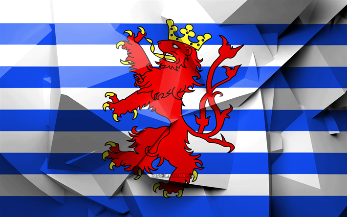 4k, Lippu Luxemburg, geometrinen taide, Maakunnissa Belgia, Luxemburgin lipun alla, luova, belgian maakunnissa, Luxembourg Province, hallintoalueet, Luxemburgin 3D flag, Belgia