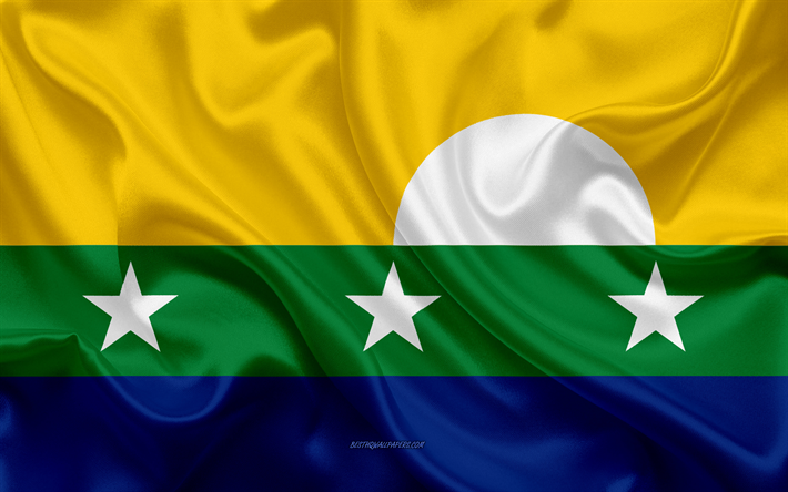 Bandiera di Nueva Sparta Stato, 4k, una seta bandiera, Stato Venezuelano, Nueva Sparta Stato, consistenza setosa, Venezuela, Nueva Sparta bandiera di Stato, gli stati del Venezuela