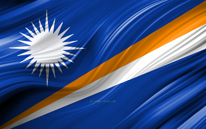 4k, Marshall Islands flag, Oceanian countries, 3D waves, Flag of Marshall Islands, national symbols, Marshall Islands 3D flag, art, Oceania, Marshall Islands