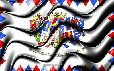 Szabolcs-Szatmar-Bereg bandiera, 4k, le Contee di Ungheria, i distretti amministrativi, Bandiera di Szabolcs-Szatmar-Bereg, 3D arte, Szabolcs-Szatmar-Bereg Contea contee ungheresi Szabolcs-Szatmar-Bereg 3D bandiera, Ungheria, Europa