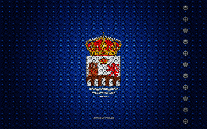Bandera de Ourense, 4k, arte creativo, malla de metal textura, Ourense bandera, s&#237;mbolo nacional, de las provincias de Espa&#241;a, Ourense, Espa&#241;a, Europa