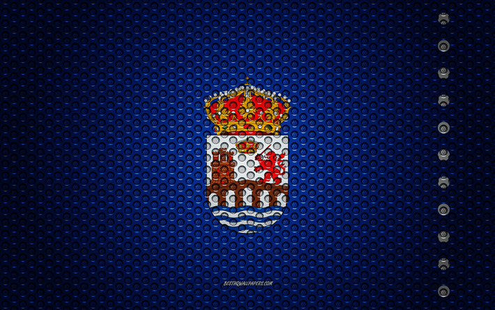 flagge von ourense, 4k -, kunst -, metall textur, ourense fahne, national, symbol, provinzen von spanien, ourense, spanien, europa