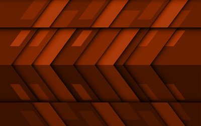 brown arrows, 4k, material design, creative, geometric shapes, lollipop, arrows, brown material design, strips, geometry, brown backgrounds