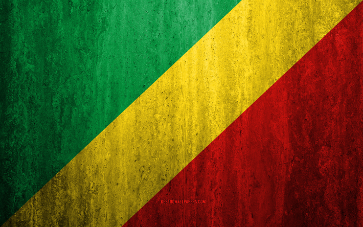 Bandeira da Rep&#250;blica do Congo, 4k, pedra de fundo, grunge bandeira, &#193;frica, Rep&#250;blica do Congo bandeira, grunge arte, s&#237;mbolos nacionais, Rep&#250;blica do Congo, textura de pedra