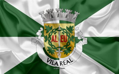 Portekiz, Vila Real B&#246;lgesi bayrak, 4k, ipek bayrak, ipek doku, Vila Real District, Vila Real bayrağı, b&#246;lge