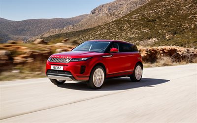 4k, Range Rover Evoque, road, 2019 cars, red Evoque, Land Rover, 2019 Range Rover Evoque, L551, Range Rover