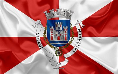 Bandeira de Santar&#233;m Distrito, 4k, seda bandeira, textura de seda, Distrital De Santar&#233;m, Portugal, Santar&#233;m bandeira, regi&#227;o de Portugal