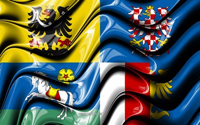 Moravian-Silesian flag, 4k, Regions of Czech Republic, administrative districts, Flag of Moravian-Silesian, 3D art, Moravian-Silesian, czech regions, Moravian-Silesian 3D flag, Czech Republic, Europe