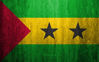 Sao Tome ve Principe bayrağı, 4k, taş arka plan, grunge bayrak, Afrika, Sao Tome ve Principe bayrak, grunge sanat, ulusal semboller, Sao Tome ve Principe, taş doku