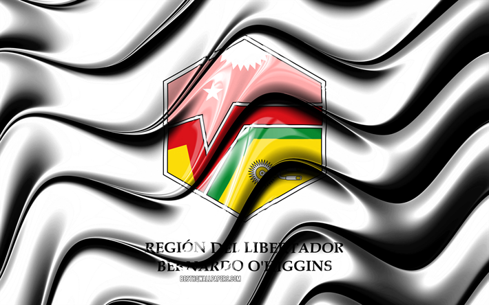 O&#39;Higgins bandera, 4k, las Regiones de Chile, distritos administrativos, la Bandera de O&#39;Higgins, arte 3D, O&#39;Higgins Regi&#243;n, regiones de chile, O&#39;Higgins 3D de la bandera de Chile, Chile, Am&#233;rica del Sur