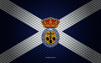 Flag of Santa Cruz de Tenerife, 4k, creative art, metal mesh texture, Santa Cruz de Tenerife flag, national symbol, provinces of Spain, Santa Cruz de Tenerife, Spain, Europe