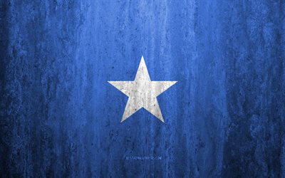 Flag of Somalia, 4k, stone background, grunge flag, Africa, Somalia flag, grunge art, national symbols, Somalia, stone texture