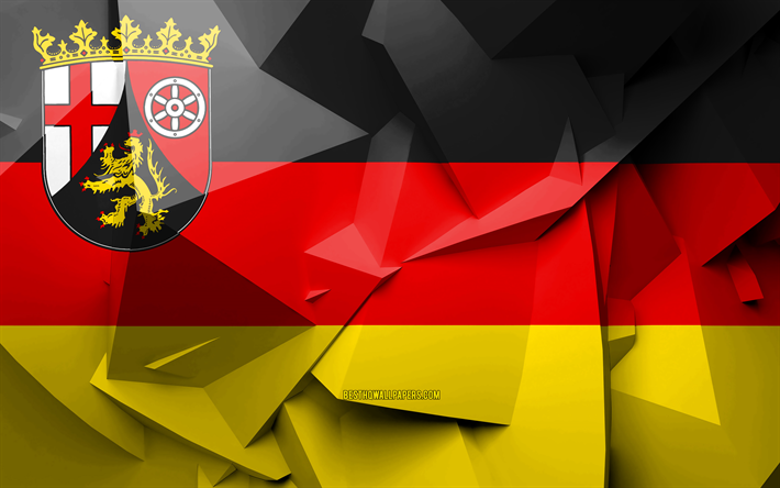 4k, Flaggan i Rheinland-Pfalz, geometriska art, Staterna i Tyskland, Rheinland-Pfalz flagga, kreativa, tyska stater, Rheinland-Pfalz, administrativa distrikt, Rheinland-Pfalz 3D-flagga, Tyskland