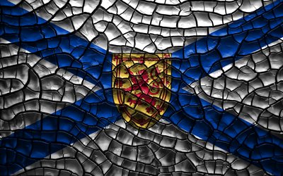 Nova Scotia bayrağı, 4k, Kanada eyaletleri, toprak, Kanada, 3D sanat kırık, Nova Scotia, Kanada İllere, il&#231;elere, Nova Scotia 3D bayrak, Kuzey Amerika