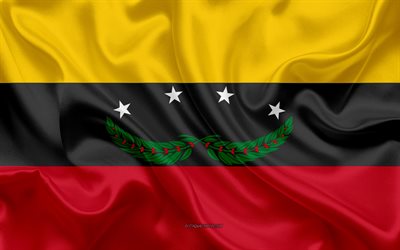 旗のTachira状態, 4k, 絹の旗を, ベネズエラ国, Tachira状態, シルクの質感, ベネズエラ, Tachira状態フラグ, 国のベネズエラ