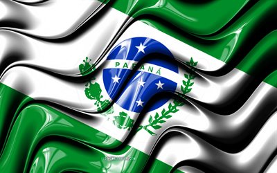 Parana flag, 4k, States of Brazil, administrative districts, Flag of Parana, 3D art, Parana, brazilian states, Parana 3D flag, Brazil, South America
