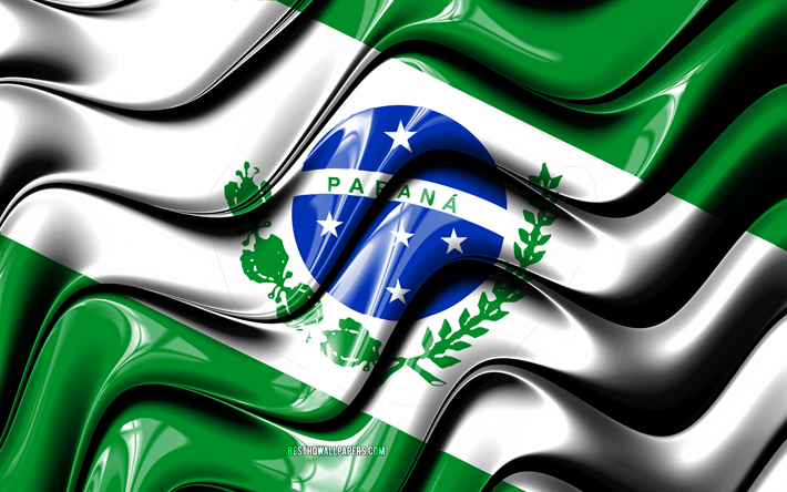 Parana flagga, 4k, Staterna i Brasilien, administrativa distrikt, Flagga av Parana, 3D-konst, Parana, brasilianska staterna, Parana 3D-flagga, Brasilien, Sydamerika