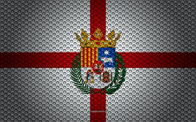 flagge von teruel, 4k -, kunst -, metall textur, teruel flagge, nationales symbol, provinzen von spanien, teruel, spanien, europa