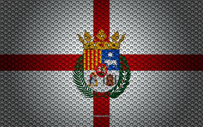 Bandeira de Teruel, 4k, arte criativa, a malha de metal textura, Teruel bandeira, s&#237;mbolo nacional, prov&#237;ncias da Espanha, Teruel, Espanha, Europa