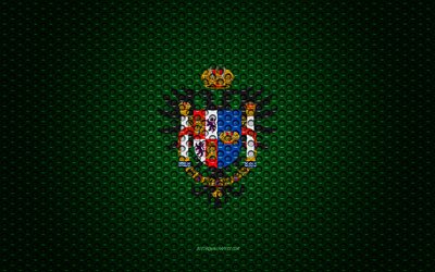 Flag of Toledo, 4k, creative art, metal mesh texture, Toledo flag, national symbol, provinces of Spain, Toledo, Spain, Europe