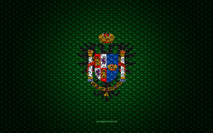 Flaggan i Toledo, 4k, kreativ konst, metalln&#228;t konsistens, Toledo flagga, nationell symbol, provinserna i Spanien, Toledo, Spanien, Europa