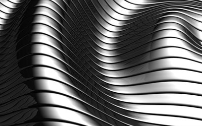 3D vagues de fond, vagues blanches, blanches ondul&#233;es en arri&#232;re-plan, la 3D, les vagues de la texture, art 3D, des vagues de textures, ondul&#233; milieux