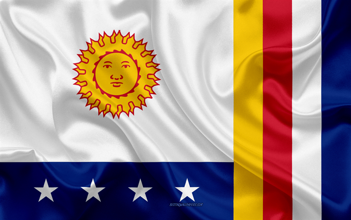 Bandiera di Vargas Stato, 4k, seta, bandiera, Stato Venezuelano, Vargas Stato, consistenza setosa, Venezuela, Vargas bandiera di Stato, gli stati del Venezuela