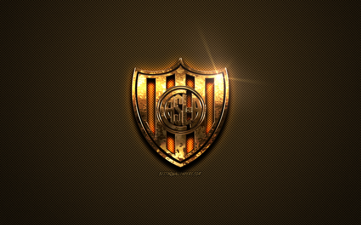 San Lorenzo de Almagro, San Lorenzo FC, golden logo, Argentinian football club, golden emblem, Buenos Aires, Argentina, golden carbon fiber texture, football