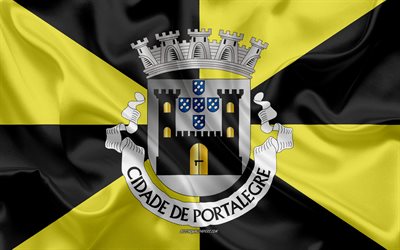 Lipun Portalegre District, 4k, silkki lippu, silkki tekstuuri, Portalegre-Alueella, Portugali, Portalegre lippu, alueen Portugali